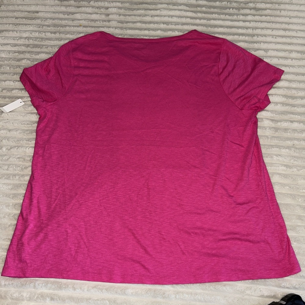 TALBOTS Eyelet‎ Neck Crewneck Tee Pink Cotton Lace Short Sleeve  2X NWT $44.50 - Picture 7 of 7